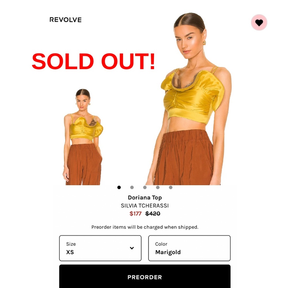 nwt SILVIA TCHERASSI Doriana Top in Marigold | Size XS - Picture 6 of 6